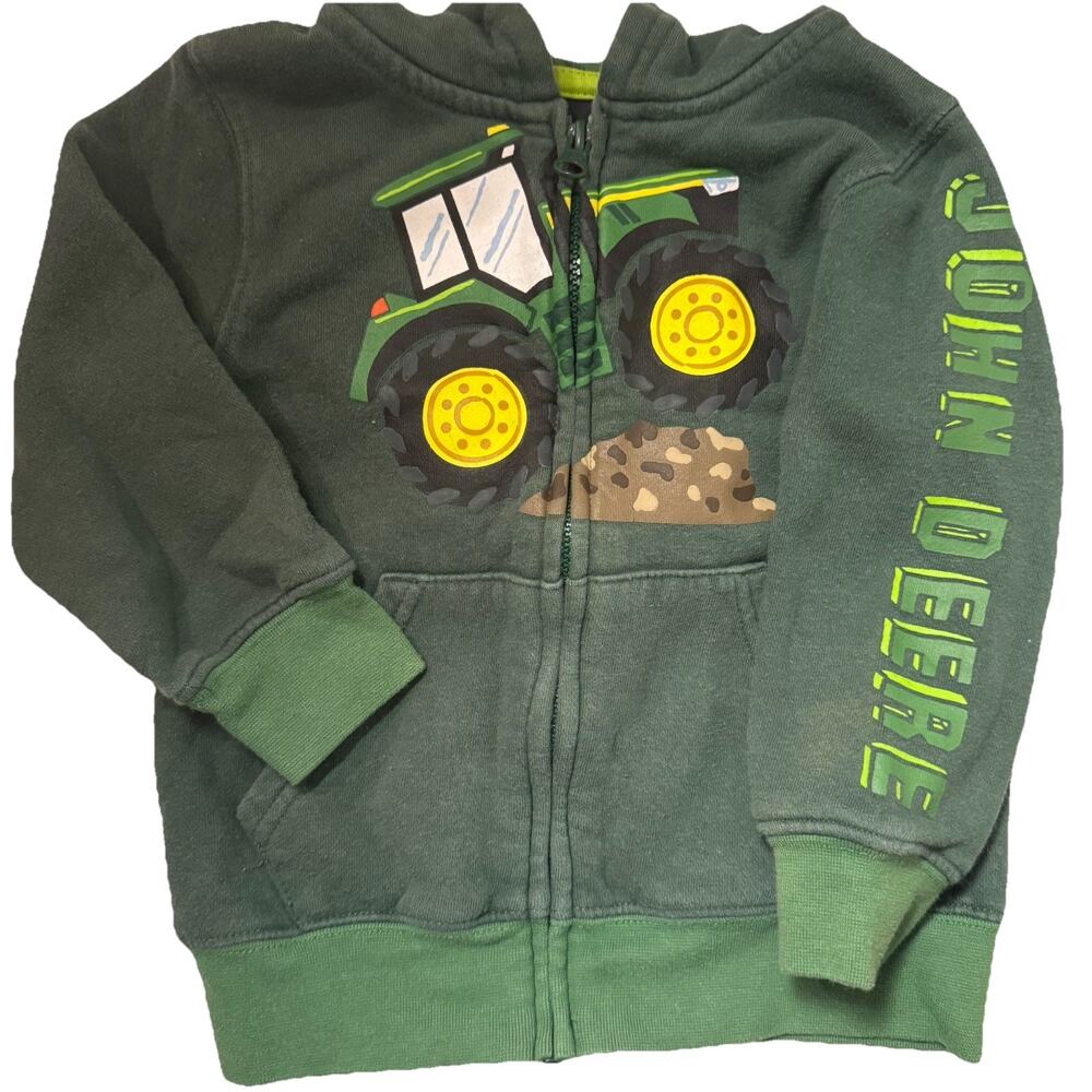 Long Sleeve John Deer Boys Hoodie Size 2T Green Tractor